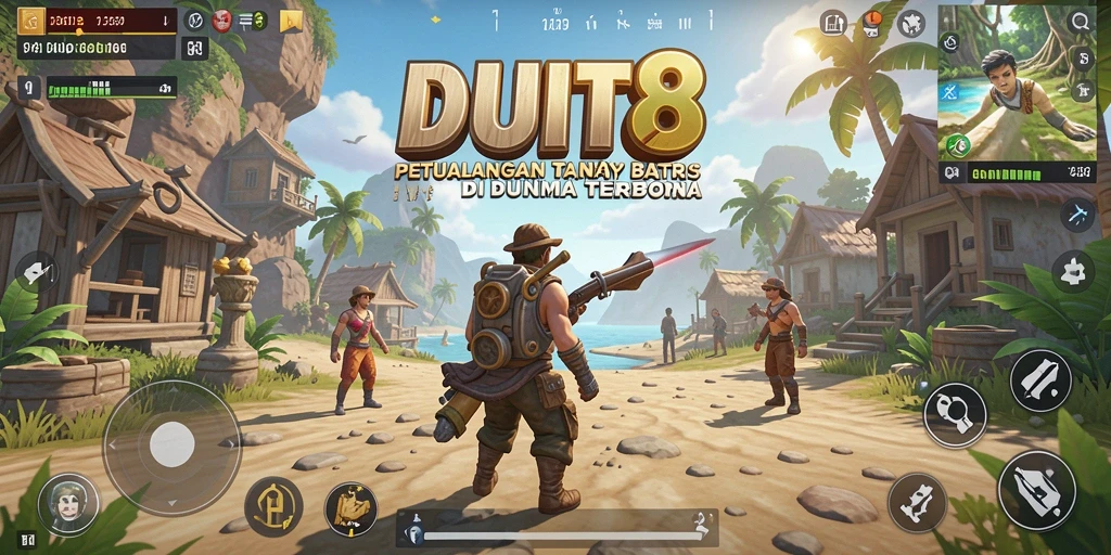 Tangkapan layar gameplay <strong>DUIT8</strong> menampilkan dunia terbuka yang kaya dan penuh warna.