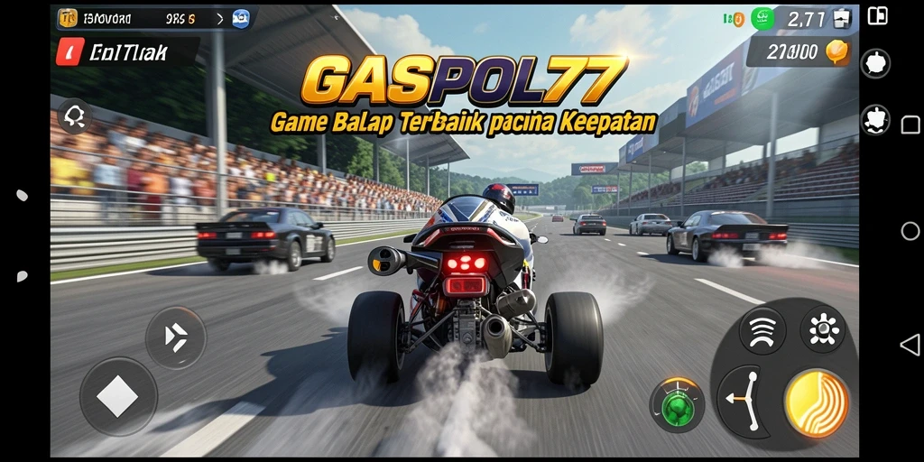 Screenshot gameplay GASPOL77 menunjukkan balapan yang mendebarkan dengan grafis menawan.