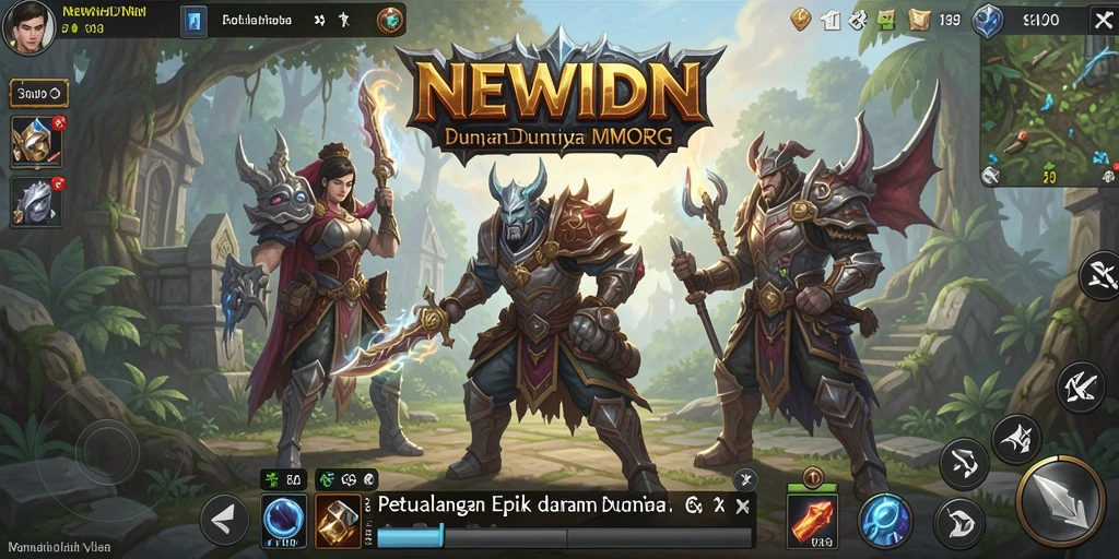 Tampilan gameplay epik dalam game MMORPG NEWIDN yang mengesankan.