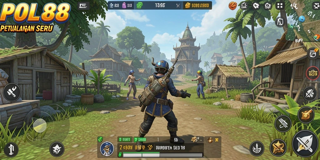Screenshot gameplay POL88 menunjukkan petualangan dalam dunia terbuka yang luas.