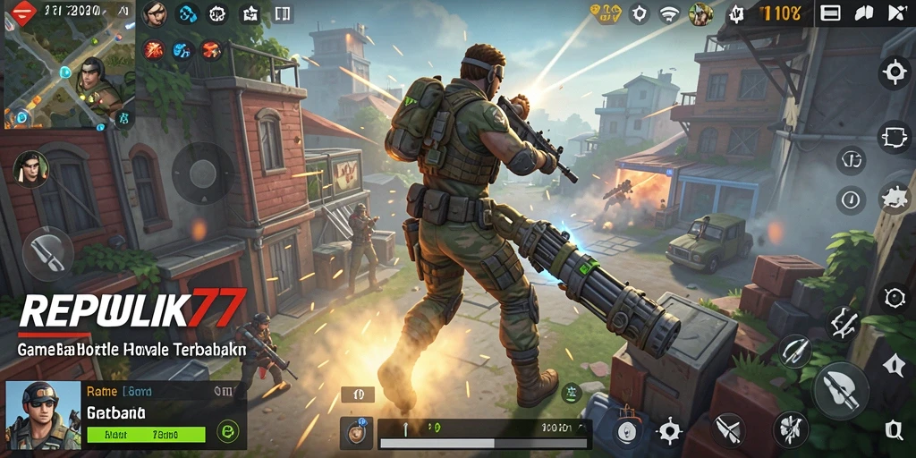 Tampilan gameplay mendebarkan di REPUBLIK77, jelajahi pulau dan kalahkan musuh.