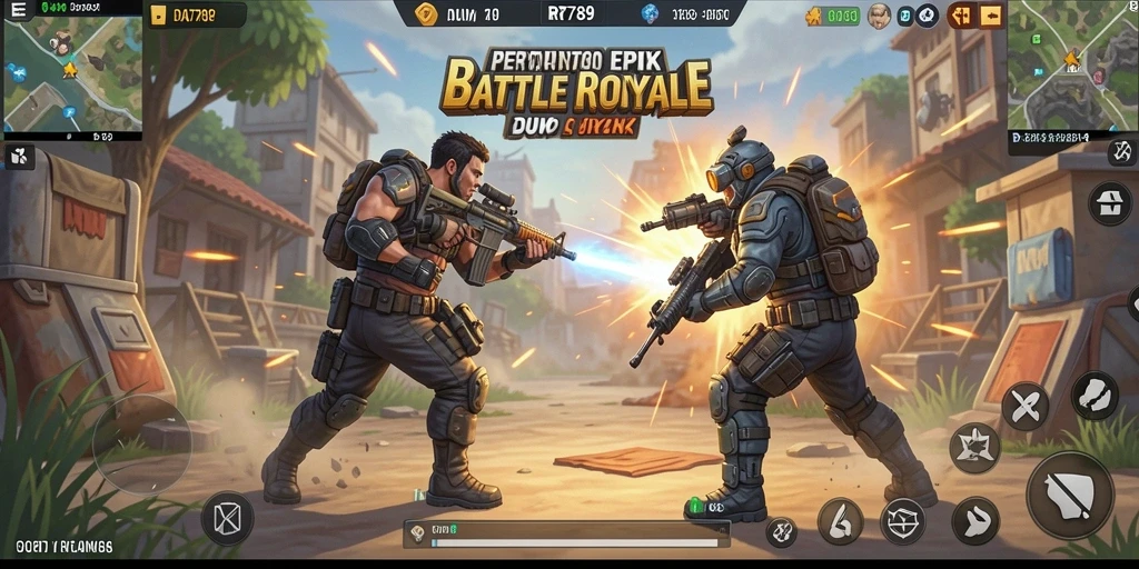 Tampilan gameplay seru dalam pertempuran Battle Royale.