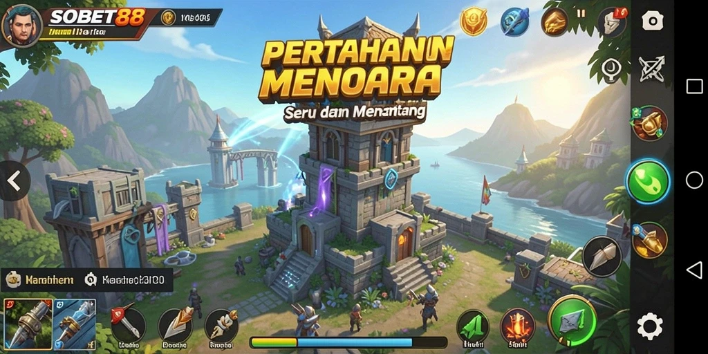 Tampilan gameplay SOBET88 yang mendebarkan dalam Tower Defense.