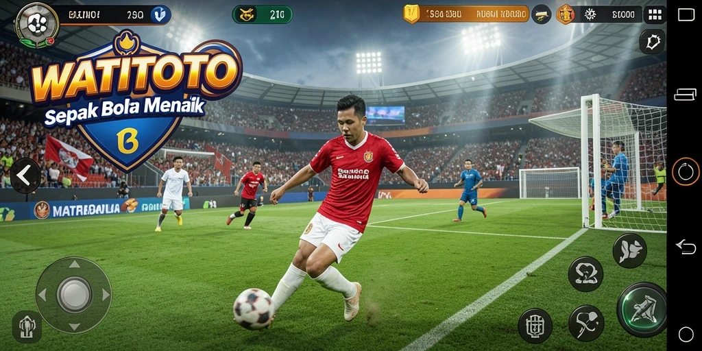 Tampilan gameplay menarik WATITOTO dengan aksi sepak bola seru.