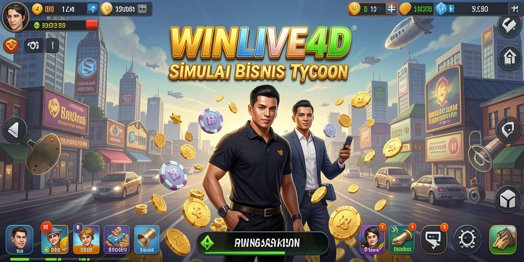 Screenshot gameplay WINLIVE4D yang menampilkan pengelolaan bisnis.